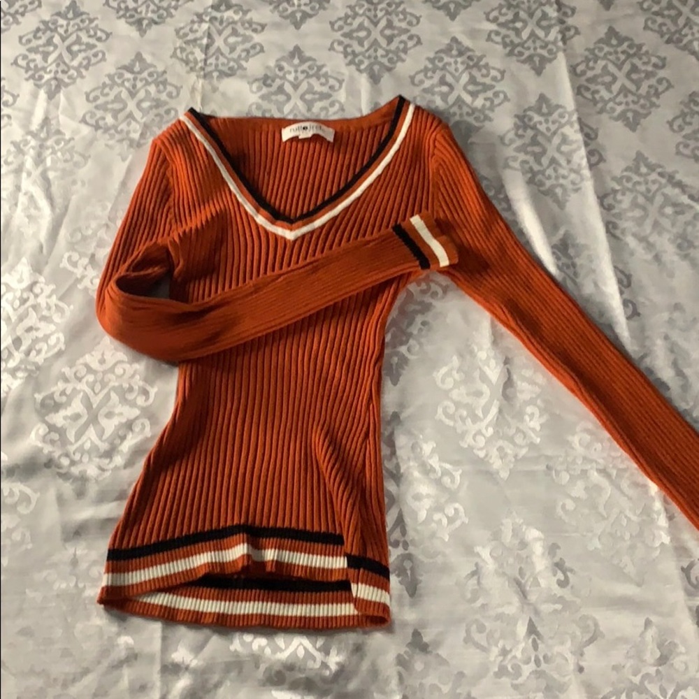 Orange V-neck sweater
